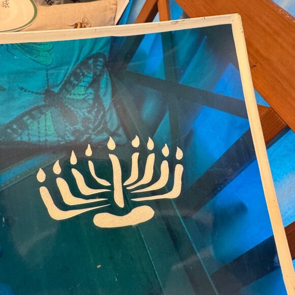 Chanukkah, Hanukkah, menorah, chanukiah, hanukkiah chanukkiyah Art Glass trivet - Picture 6 of 8